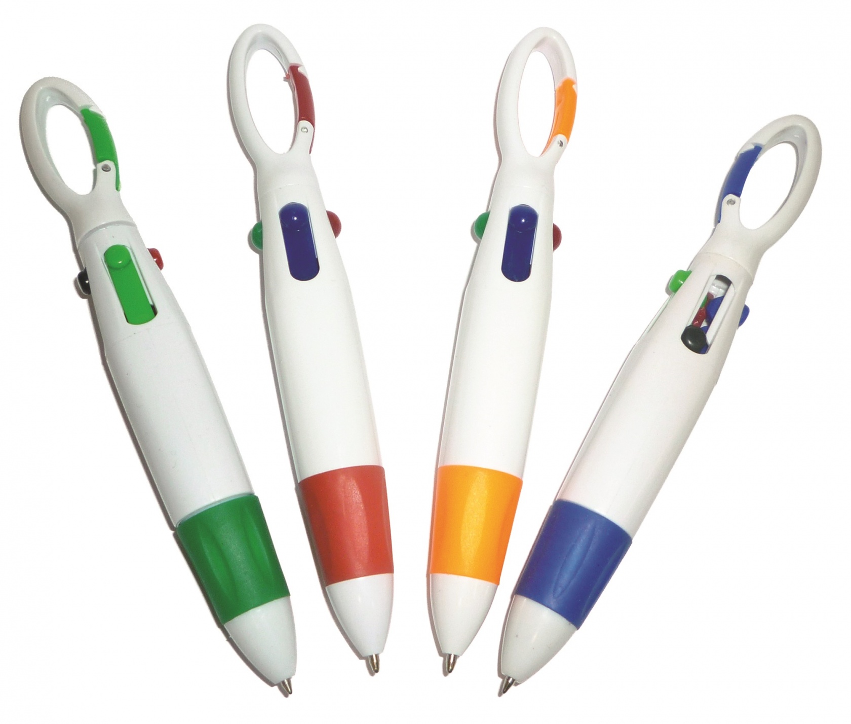 4 colour pen with caribiner clip - Green image 0