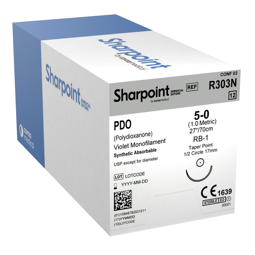 Sharpoint Plus Suture PDO 1/2 Circle TP 5/0 17mm 70cm Violet image 0
