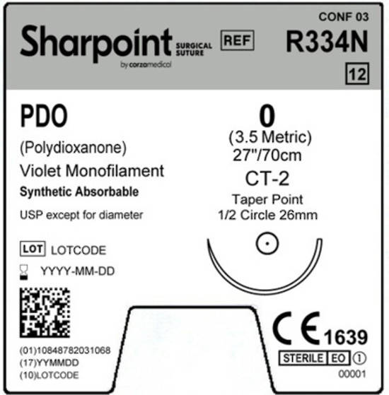 Sharpoint Plus Suture PDO 1/2 Circle TP 0 26mm 70cm Violet image 1