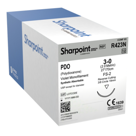 Sharpoint Plus Suture PDO 3/8 Circle RC 3/0 19mm 70cm Violet image 0