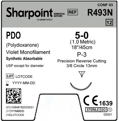 Sharpoint Plus Suture PDO 3/8 Circle PRC 5/0 13mm 45cm Violet image 1