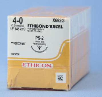 Ethicon Ethibond Excel Suture 3/8 Circle CPPRC 4/0 PS2 19mm 45cm image 1