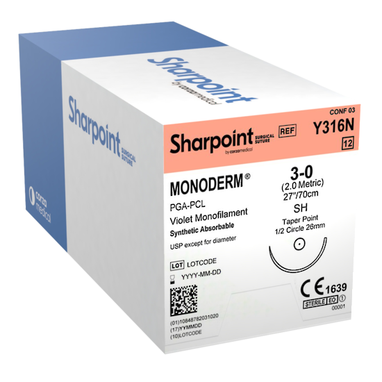 Sharpoint Plus Suture Monoderm 1/2 Circle TP 3/0 26mm 70cm Violet image 0