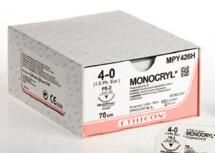 Ethicon Monocryl Suture 3/8 Circle RC 4/0 PS-2 19mm 70cm image 1