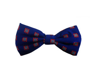 Blue with red square Pre-tied Bow