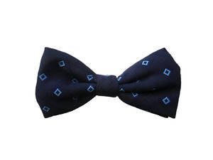 Navy with blue squares Pre-tied Bow