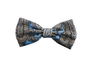Pale blue paisley Pre-tied Bow