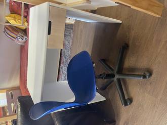Pre loved compact desk with blue eco chair
