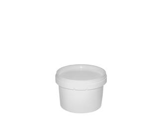 500ml White PP Round Tub and Lid Complete, Pails, Tubs