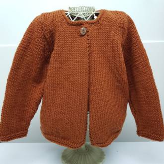 Chunky Merino Cardigan - burnt orange