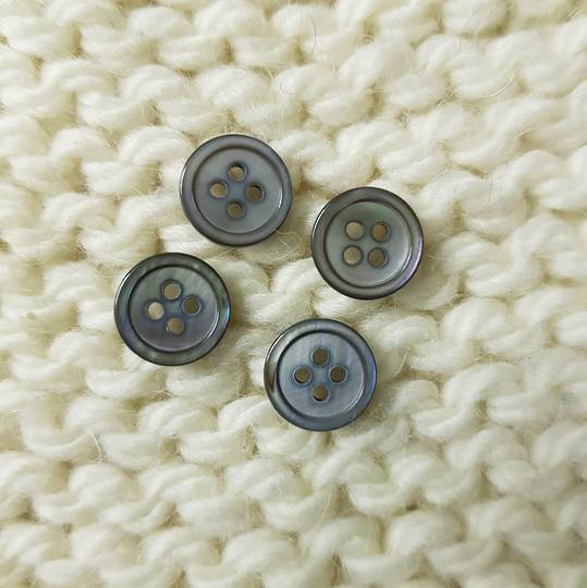 Shell Grey Buttons - 12mm. Pack of 4