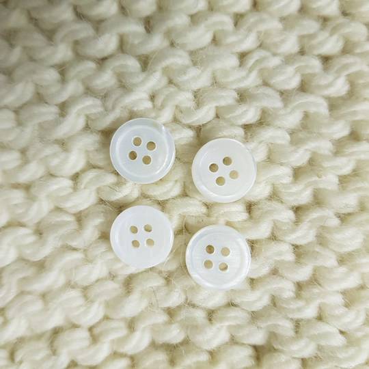 Shell White Buttons - 12mm. Pack of 4