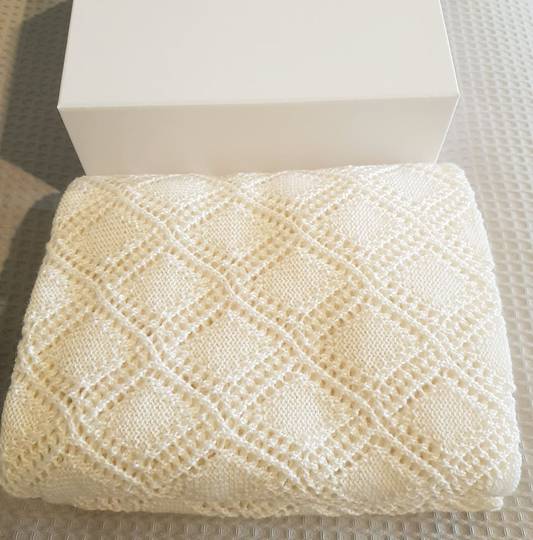 Merino Baby Shawl - Cream and Gift Boxed