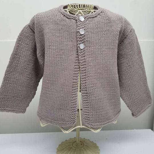 Merino Baby Knit Cardigan - mushroom pink. 6 -12 months