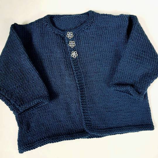 Merino Baby Knit Cardigan - Navy. 3 - 6 months