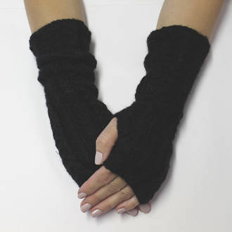 Merino Alpaca Blend Cable Arm and Hand Warmers