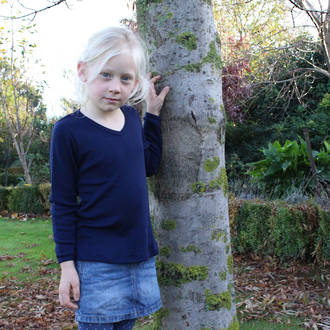 Merino Kids Long Sleeve V Neck Top