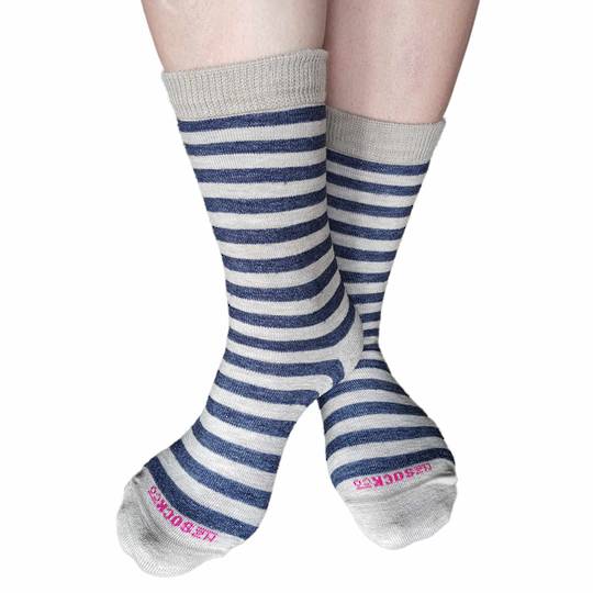 Merino Full Cushion Sock with Mushroom Stripe - Womens