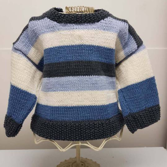Merino Wool Baby Knit Jersey with Stripes. 3 - 6 months.