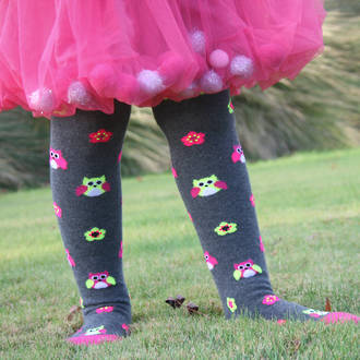 Cotton Tights - Owl and Flower