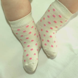 Merino Dot Baby Socks - White Crew