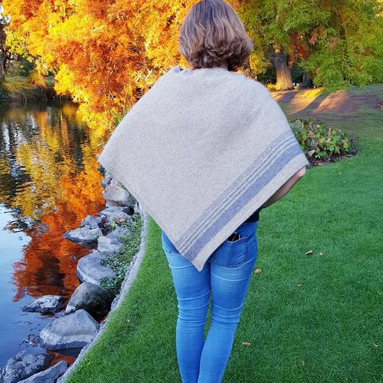 Possum Merino Women's Cape with Stripes