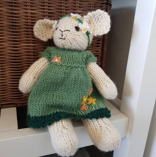 Wool Lamb Teddy - dark green with head band
