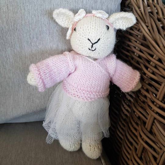 Wool Lamb Teddy - pink tutu and headband