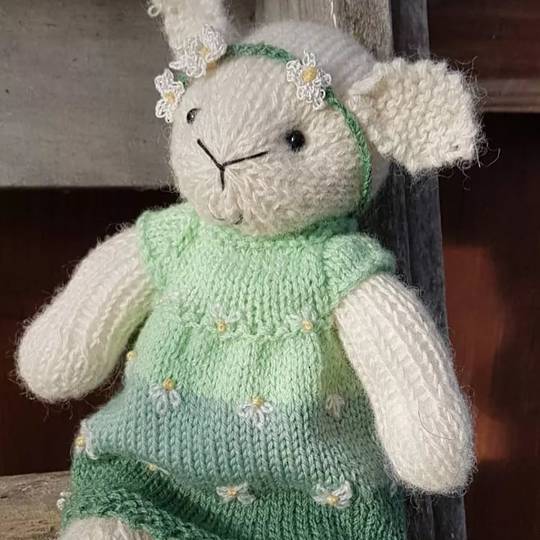 Wool Lamb Teddy - green stripe with head band