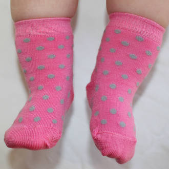 Merino Dot Baby Socks - Pink Crew