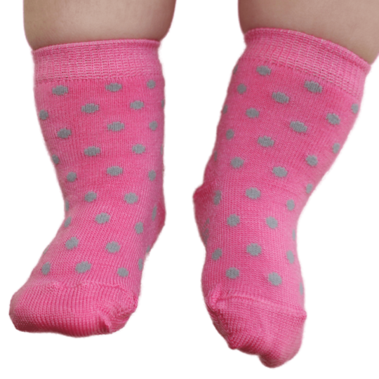 Merino Dot Baby Socks - Pink Crew