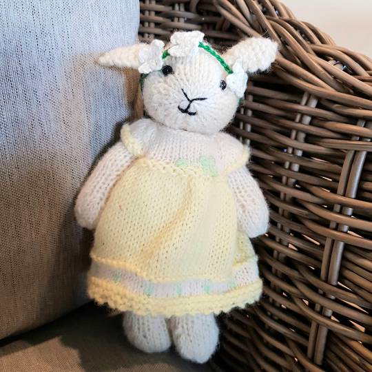 Wool Lamb Teddy - lemon dress with headband