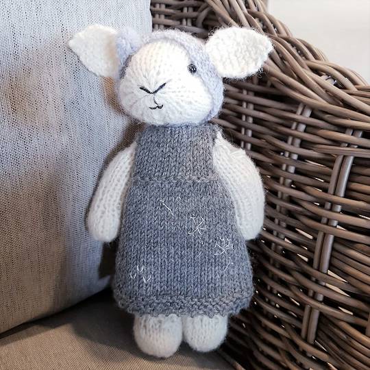 Wool Lamb Teddy - charcoal dress with headband