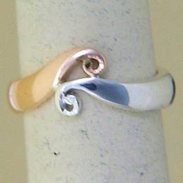 R249a Rose gold and Silver double Koru Band