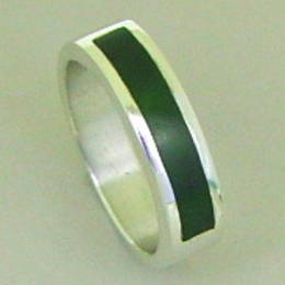 Mens wedding ring, NZ greenstone, Pounamu, and Stg.Silver.