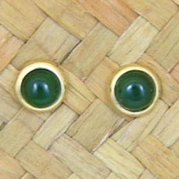 Pounamu or NZ Greenstone and gold stud earrings