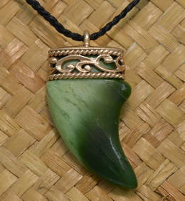 Greenstone and Rose gold, Pounamu Whales Tooth  Pendant