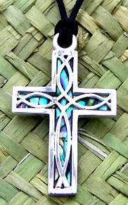 P55 Cross with woven fish design