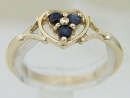 Gold Sapphire and Heart Ring