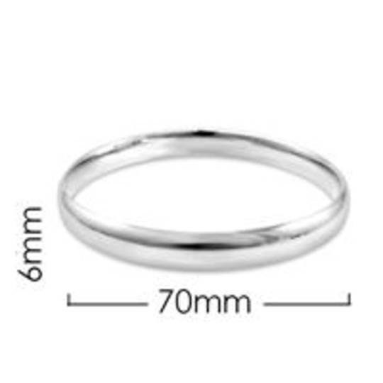 Sterling Silver Bangle 6mm Wide x 70mm
