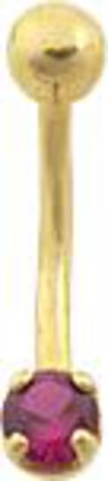 14kt gold banana with red cz crystal