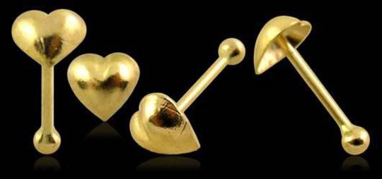 14kt Gold Heart Nose Stud (Ball End)