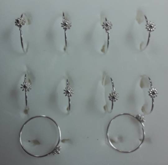 Sterling Silver Flower Nose Rings 8mm