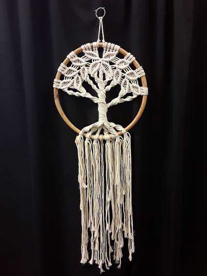 Medium Beige Crocheted Tree of Life Dreamcatcher