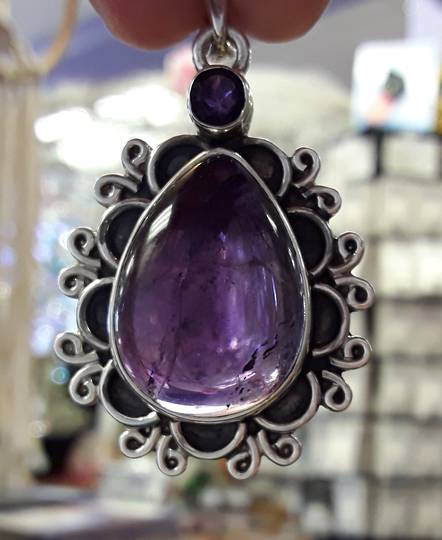 Double Amethyst Teardrop With Sterling Silver Pendant