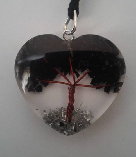 Black Tourmaline Orgonite Tree Pendant