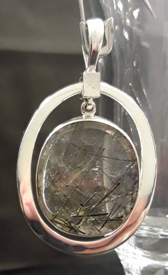 Round Oval Tourmalated Quartz Pendant