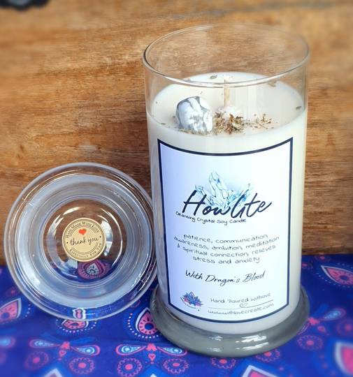 Howlite Crystal Candle Dragons Blood