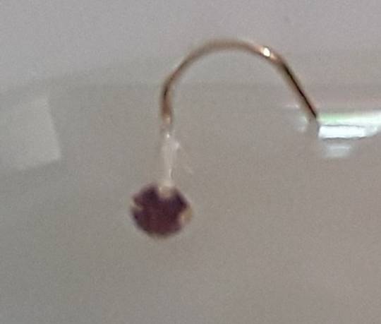 14kt Gold Nose Screw with Natural AMETHYST Stone