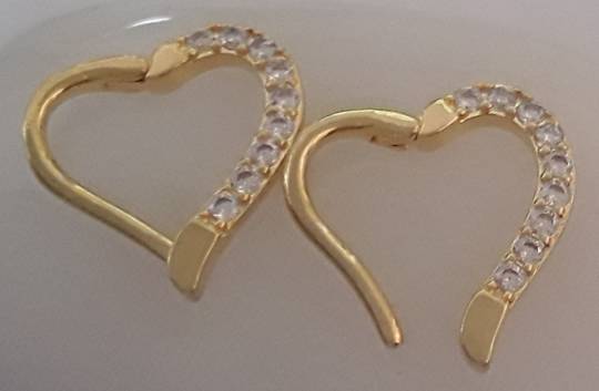 Surgical Steel Gold Plated Jewelled Heart Segment Ring